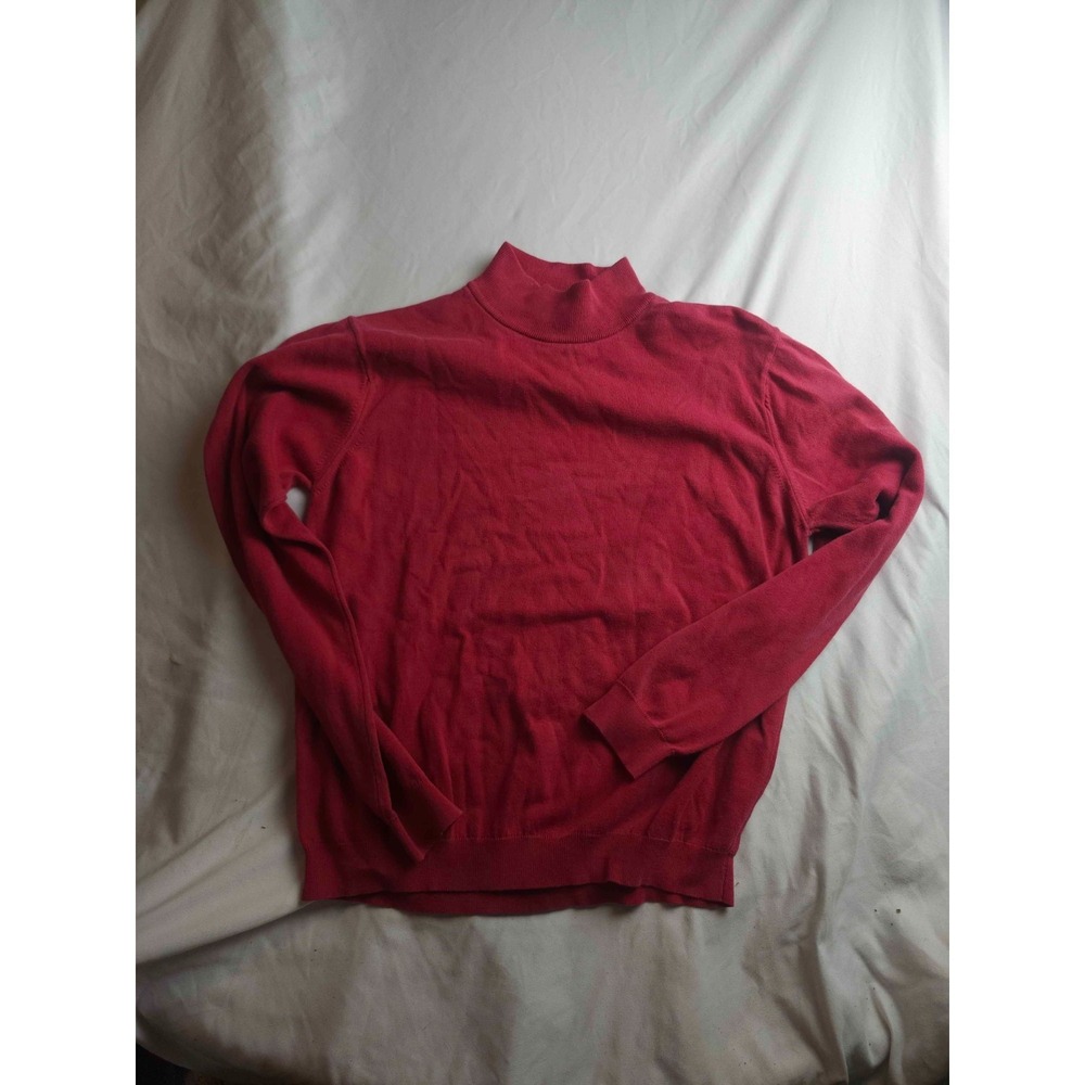 Talbots Mock Neck‎ Sweater Womens Medium Red Cotton Knit Pullover Long Sleeve